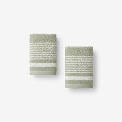 Plush Spa Stripe Washcloths, Set of 2 - Light Willow