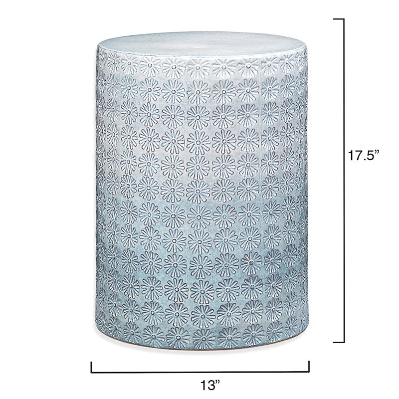 Ceramic Flower Side Table -  Light Blue