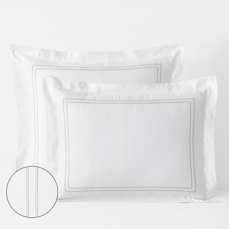 Dorset Stripe Luxe Smooth Egyptian Cotton Sateen Sham - Taupe, Standard
