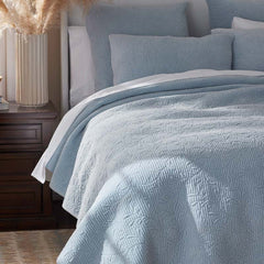 Tinsley Leaf Quilted Sham - Blue, King