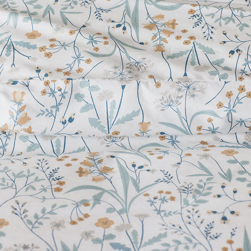 Clemencia Classic Cool Cotton Percale Sham - Mini Floral Pale Blue, Euro