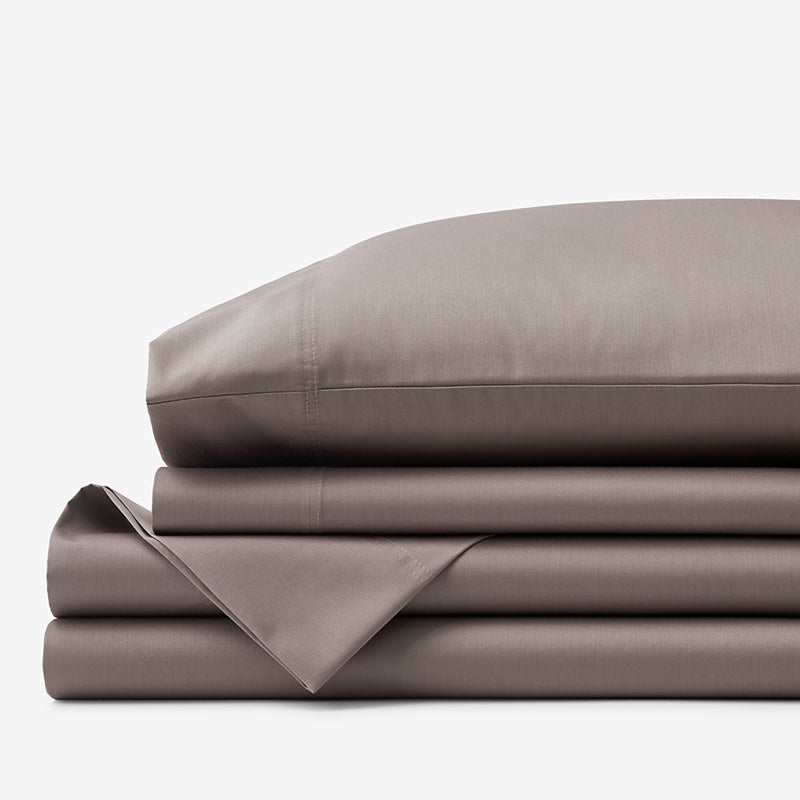 Classic Smooth Wrinkle-Free Sateen Bed Sheet Set - Cinder, Twin XL