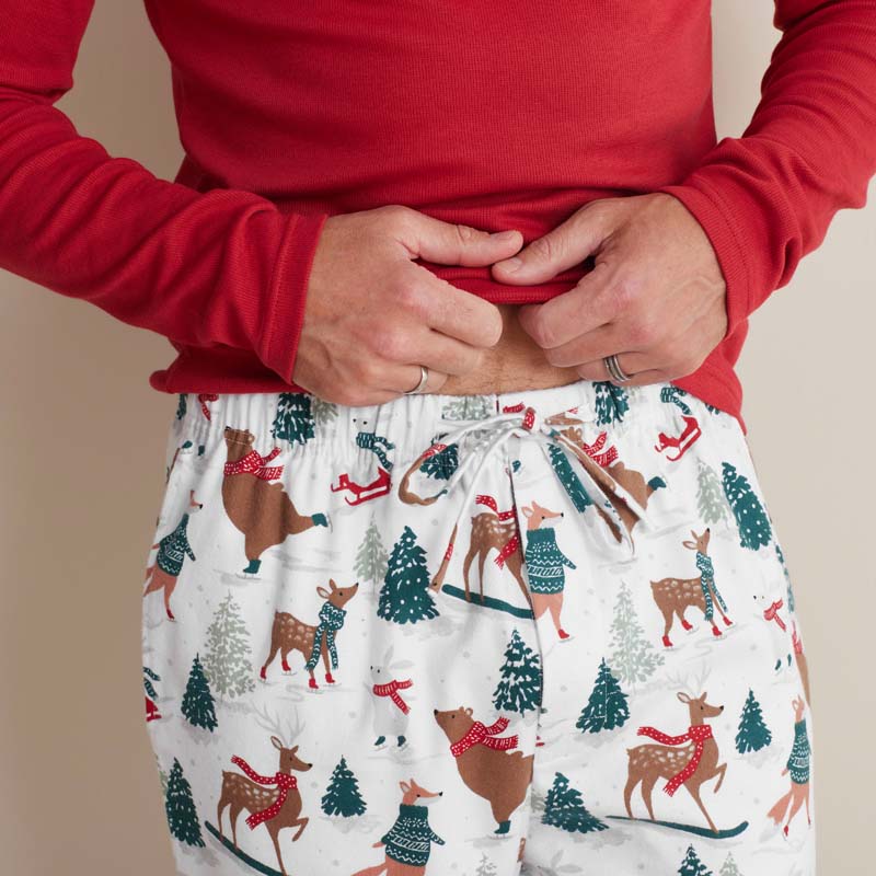 Family Flannel Men's Jogger Pants Pajama Set - Winter Skating Animals, XXL