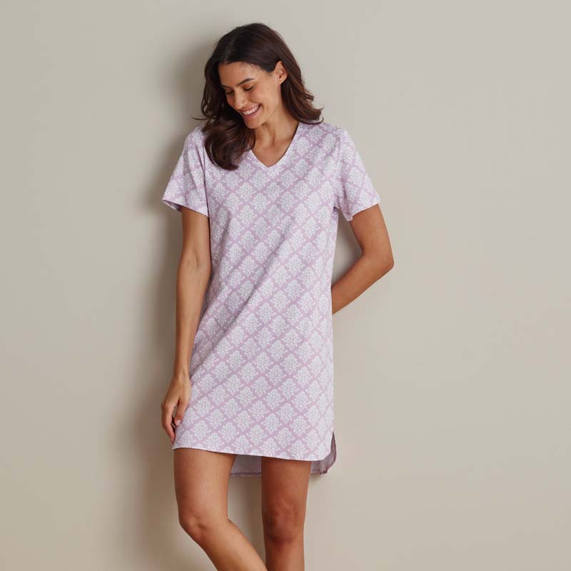 Printed Pima Cotton Women's Nightgown - Lisbon Mauve, M