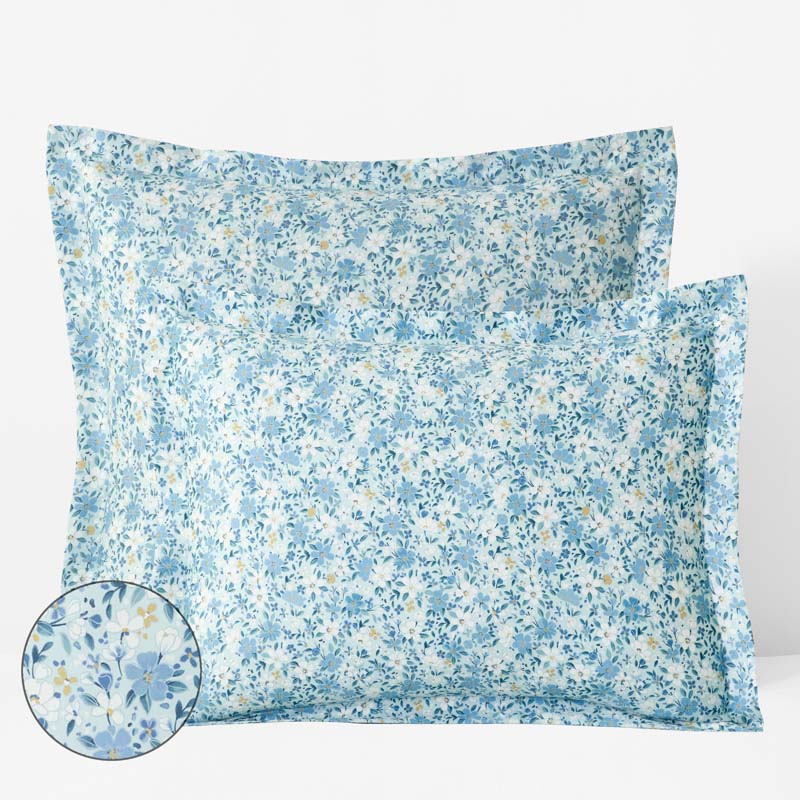 Joyful Floral Classic Smooth Sateen Sham - Blue, Standard