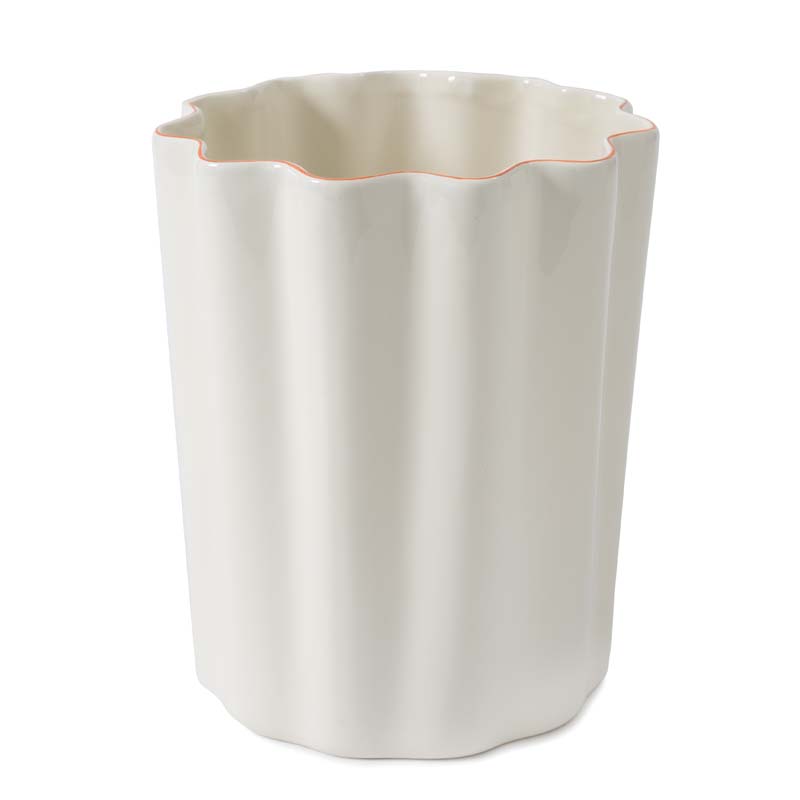 Scallop Waste Basket - Cream and Amber