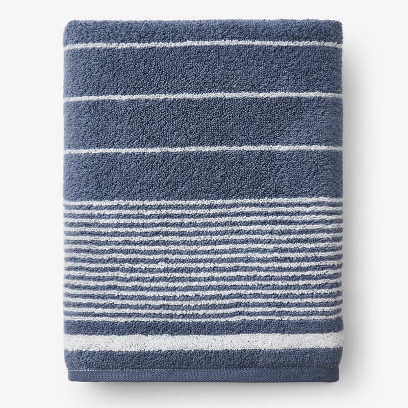 Plush Spa Stripe Bath Sheet - Light Indigo