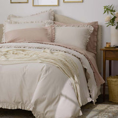 Solid Ruffle Garment Washed Cotton Percale Sham - Buff, Standard