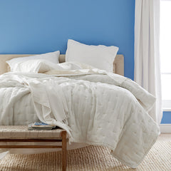 Reversible Premium Breathable Relaxed Linen Quilted Sham - White/Gray, King