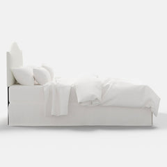 Saddle Textured Linen Headboard - White, Queen