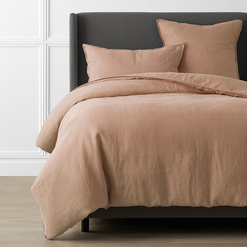 Premium Breathable Washed Linen Solid Duvet Cover - Light Clay, Twin/Twin XL