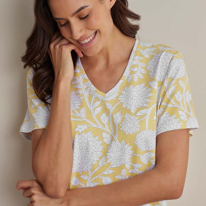 Printed Pima Cotton Women's Nightgown - Avignon, XL