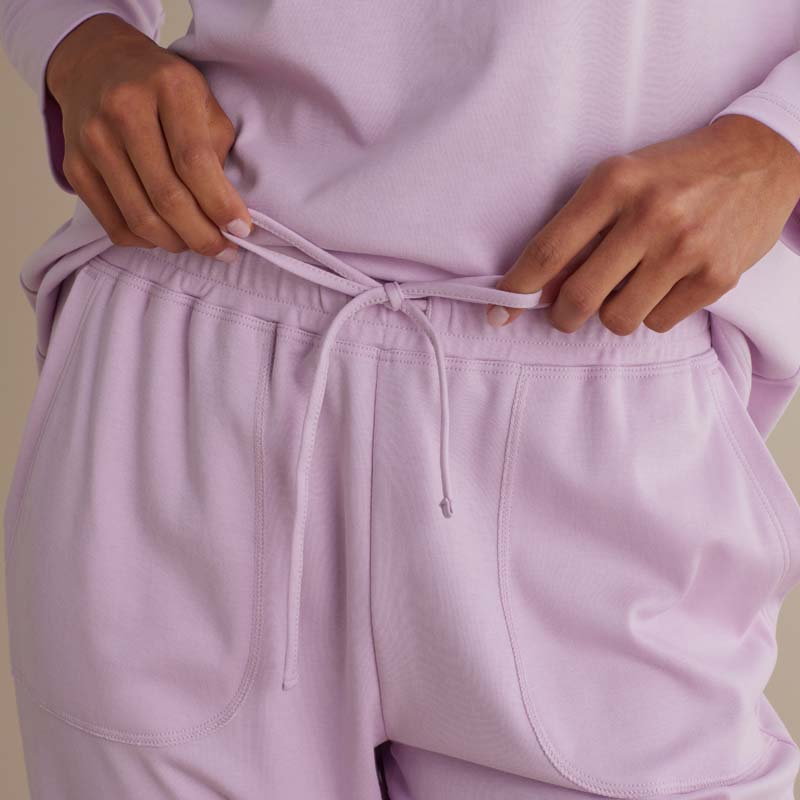 Pima Cotton Women's Jogger Pants Pajama Set - Dusty Pink, XS