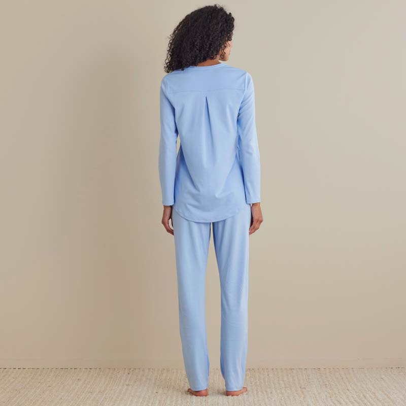 Pima Cotton Women's Button-Down Pajama Set - Periwinkle, XXL