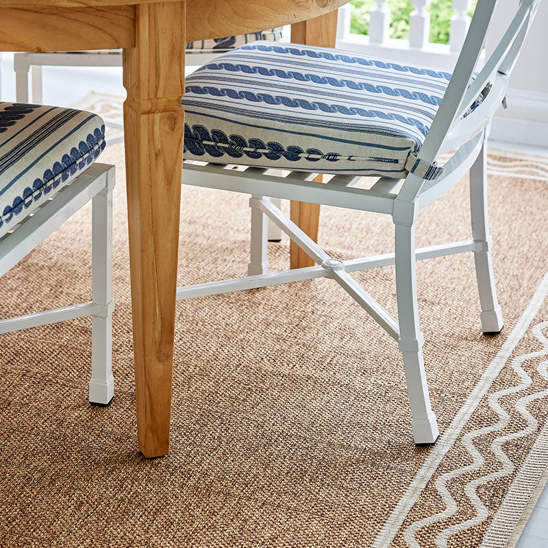 Wave Border Outdoor Rug -  Natural, 2' x 3'