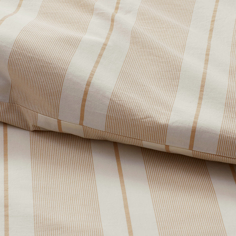 Tailored Stripes and Plaids Classic Cool Cotton Percale Fitted Bed Sheet - Wide Stripe Gold, King