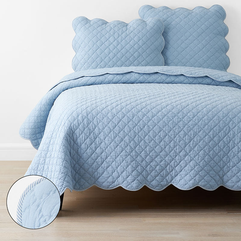 Scallop Quilt - Blue Sea, Twin/Twin XL