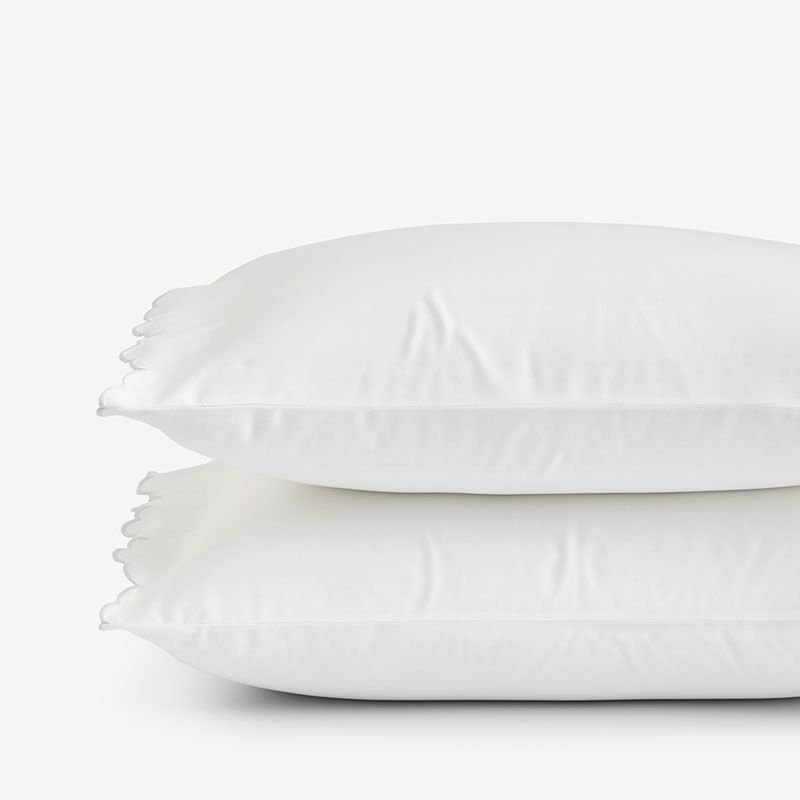 Embroidered Scallop Classic Smooth Sateen Solid Pillowcase Set - Light Gray, King