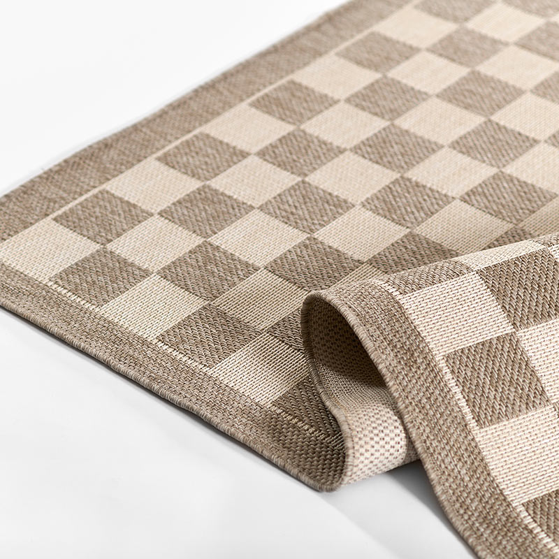 Checkered Outdoor Rug -  Gray, 8' x 10'
