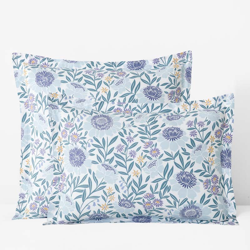 Tira Floral Classic Cool Cotton Percale Reversible Sham - Floral Blue, King