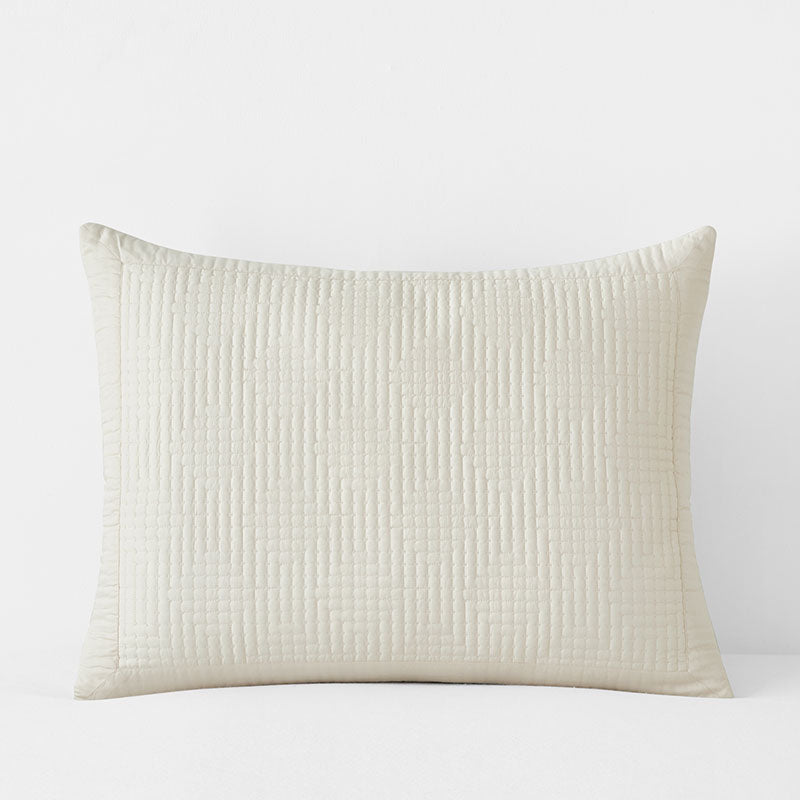 Premium Smooth Cotton Sateen Solid Quilted Sham - Cream, Standard