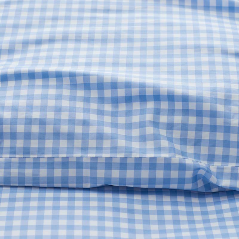 Gingham Classic Cool Organic Cotton Percale Duvet Cover Set - Light Blue, Twin/Twin XL