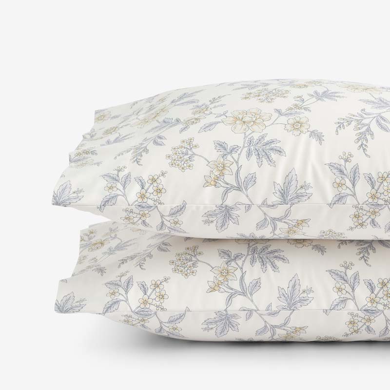 Whispering Garden Premium Smooth Wrinkle-Free Sateen Pillowcase Set - Gray Multi, Standard