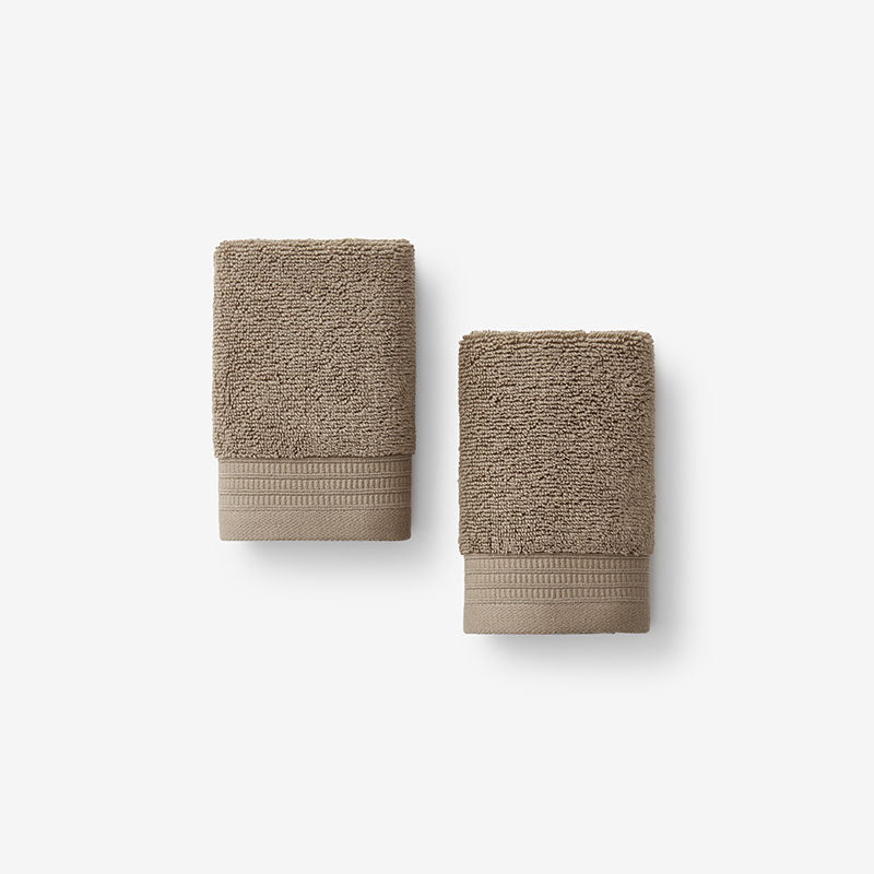 Plush Spa Solid Washcloths, Set of 2 - Mocha