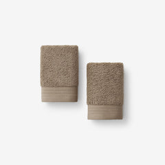 Plush Spa Solid Washcloths, Set of 2 - Mocha