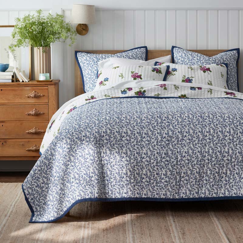 Alden Floral Reversible Quilted Sham - Ivory, Euro