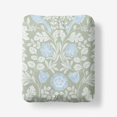 Tira Floral Classic Cool Cotton Percale Fitted Bed Sheet - Bird Green, Full