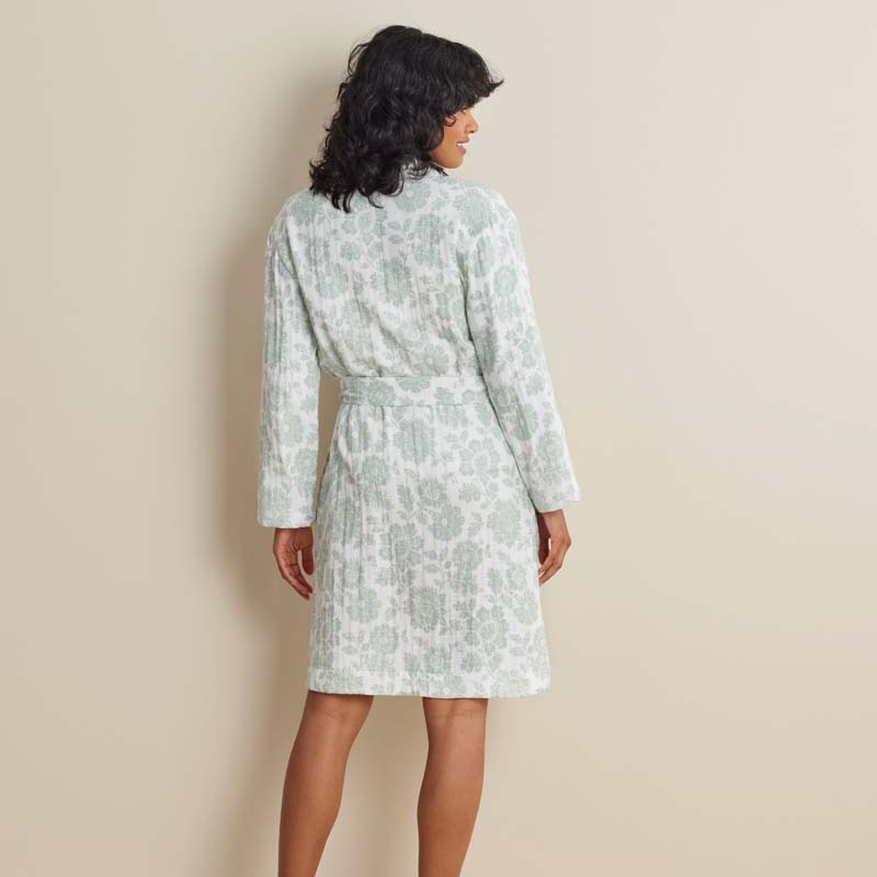 Textured Gauze Cotton Robe - Misty Meadows, XXL