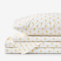 Mini-Prints Garment Washed Cotton Percale Bed Sheet Set - Flowers Yellow, Twin