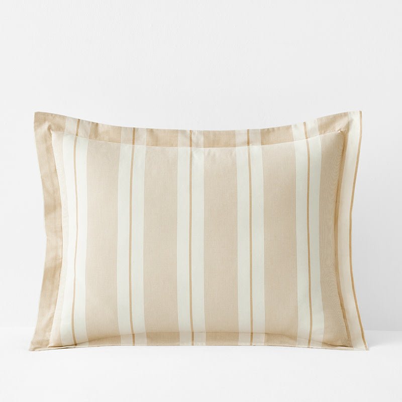 Tailored Stripes and Plaids Classic Cool Cotton Percale Sham - Wide Stripe Gold, King