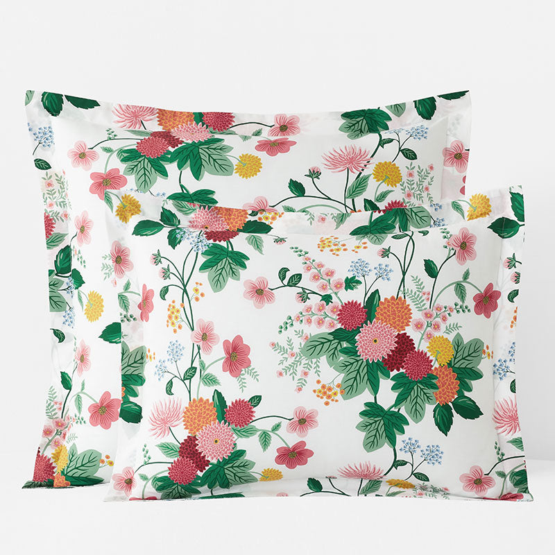 Dahlia Classic Cool Cotton Percale Sham - White Multi, King