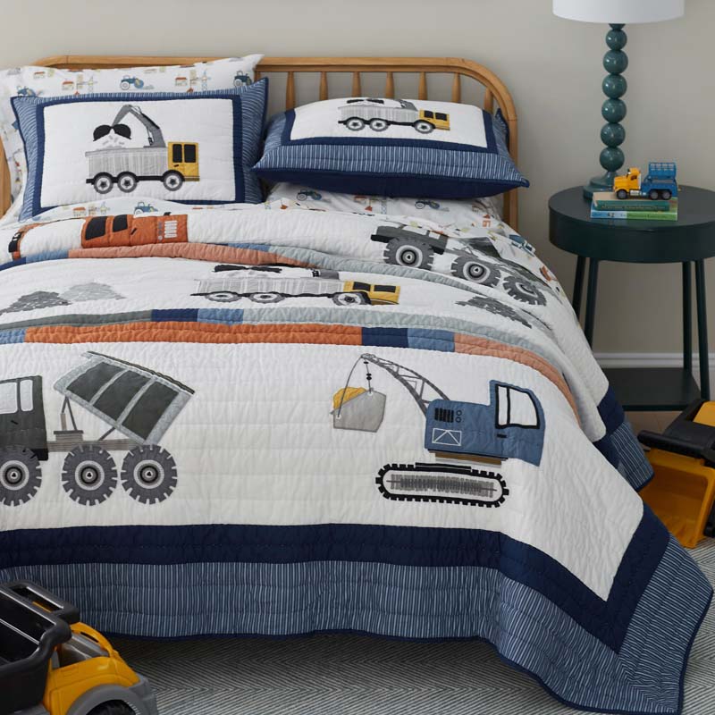 Construction Builders Quilt - Blue Multi, Full/Queen