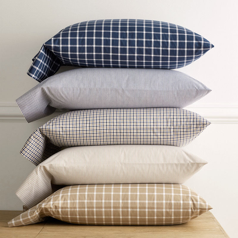 Classic Stripes and Plaids Cool Yarn-Dyed Cotton Percale Bed Sheet Set - Mini Check Multi, Twin XL