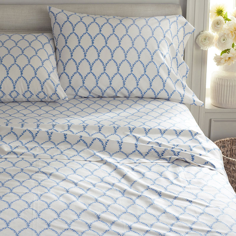 Laurel Classic Smooth Sateen Flat Bed Sheet - Blue, King/Cal King