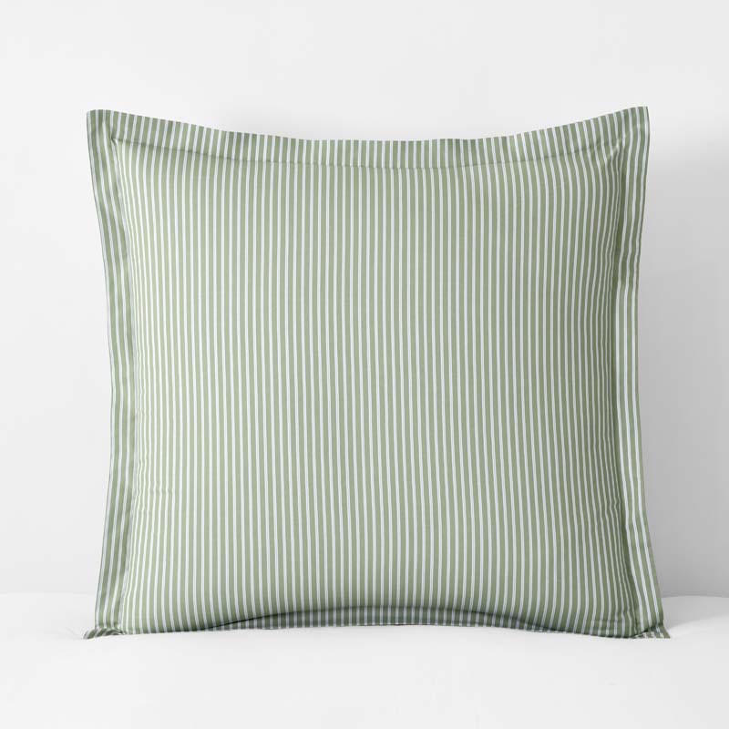 Tira Floral Classic Cool Cotton Percale Sham - Stripe Green, Euro