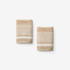 Plush Spa Stripe Washcloths, Set of 2 - Light Antique Beige