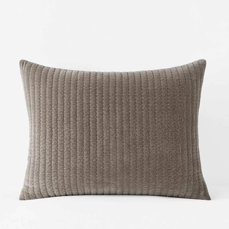 Straight Stitch Velvet Quilted Sham - Mocha, King