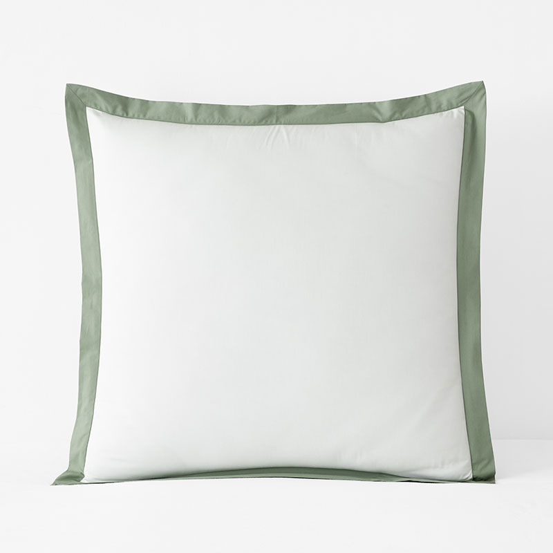 Solid Border Classic Cool Cotton Percale Sham - Thyme, Euro