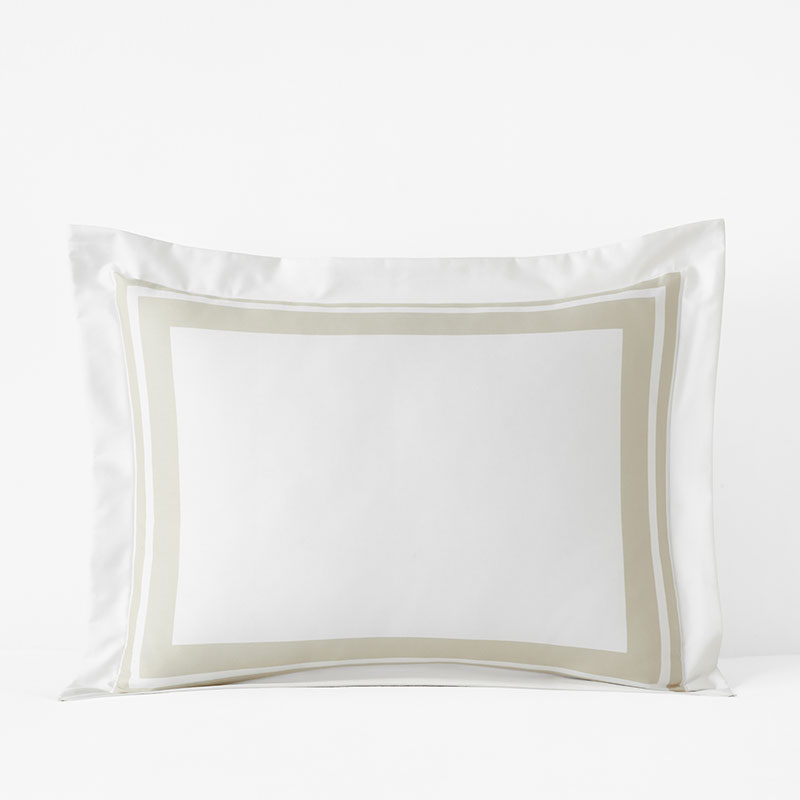 Double Border Premium Smooth Supima® Cotton Wrinkle-Free Sateen Sham - Ivory, King