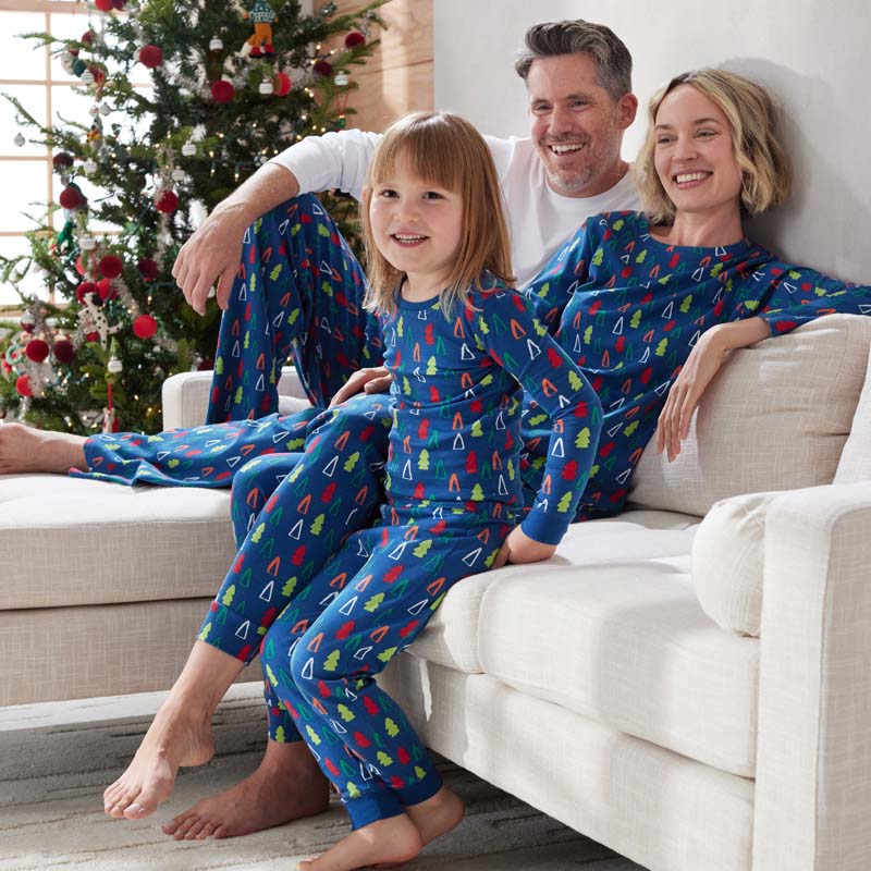 Family Printed Peruvian Cotton Kid's Pajama Set - Holiday Trees, 4T