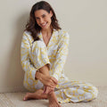 Printed Pima Cotton Women's Button-Down Pajama Set - Avignon, L