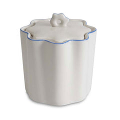 Scallop Cotton Jar - Cream and Blue