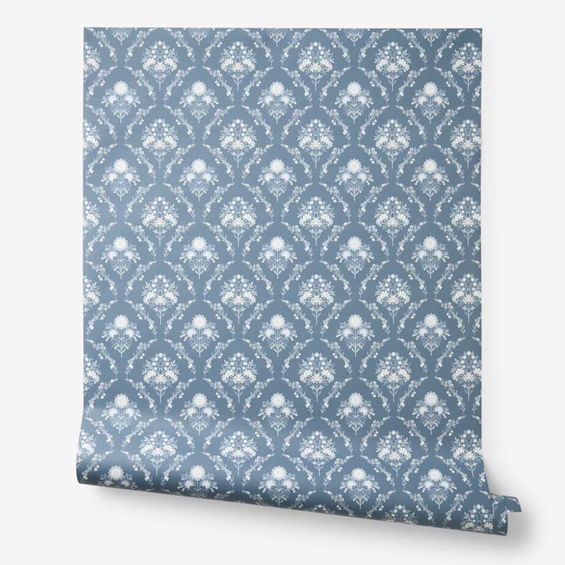 Floral Medallion Removable Wallpaper - Blue, Panel