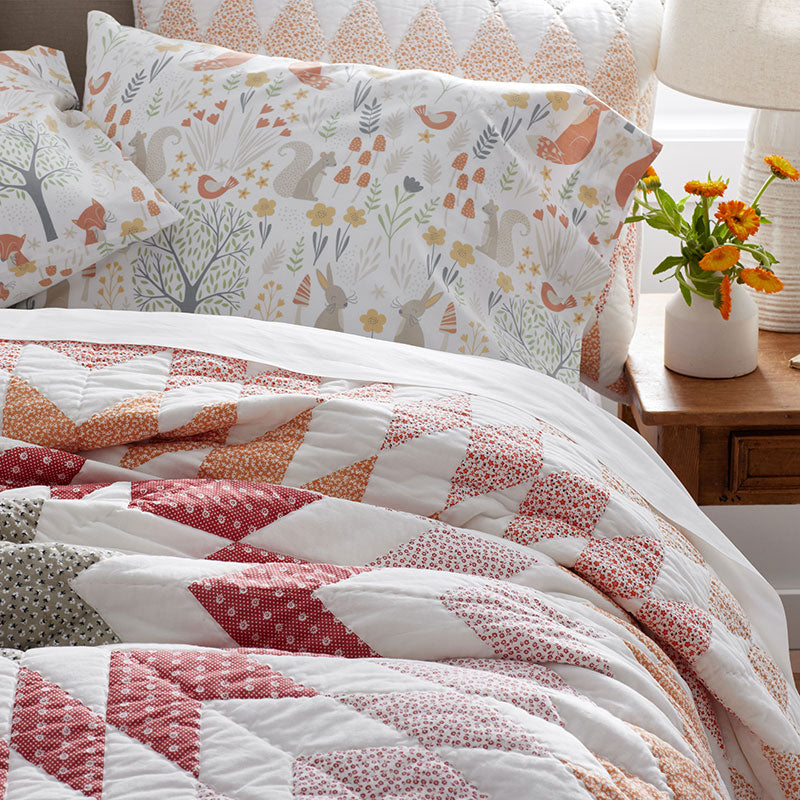 Forest Animals Classic Cool Organic Cotton Percale Duvet Cover Set - Ivory Multi, Full