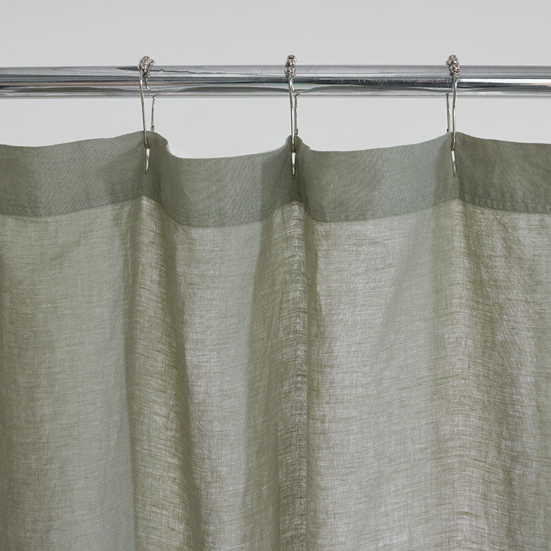 Premium Breathable Washed Linen Solid Shower Curtain - Moss Green