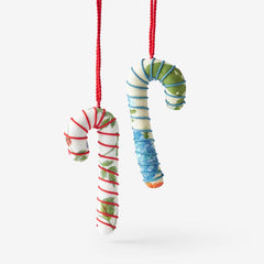 Quilted Ornaments, Set of 2 - Candy Canes